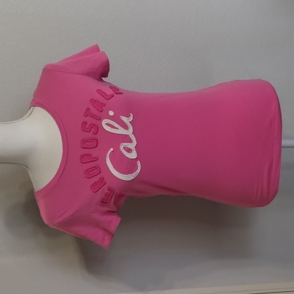 Aeropostale Y2K Pink Raised Letter Tee Shirt Sleeve Fitted Size Medium - Picture 1 of 8